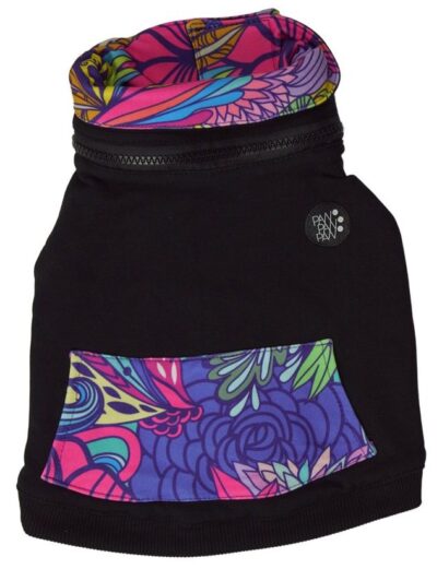 Bluza Flower Power | Czarna - rozmiar M z kołnierzem